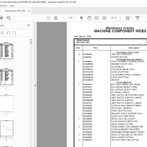 Manitowoc Crane MLC300 LUFF Parts Manual SN 3005040 - PDF DOWNLOAD
