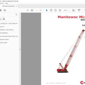 Manitowoc Crane MLC300 Luffing Jib Parts Manual 604720 PDF