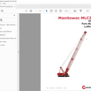 Manitowoc Crane MLC300 Luffing Jib Parts Manual 607106 PDF