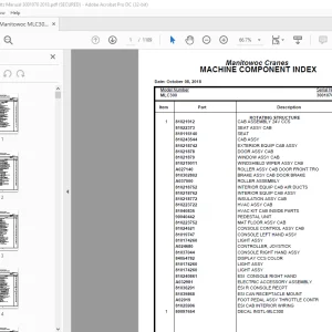 Manitowoc Crane MLC300 Part Manual SN 3001070 PDF