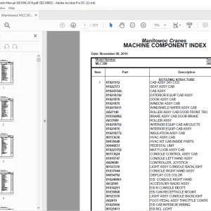 Manitowoc Crane MLC300 Part Manual SN 3001086 PDF