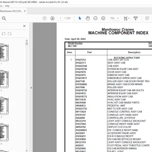 Manitowoc Crane MLC300 Part Manual SN 3001123 PDF