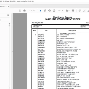 Manitowoc Crane MLC300 Part Manual SN 3001140 PDF