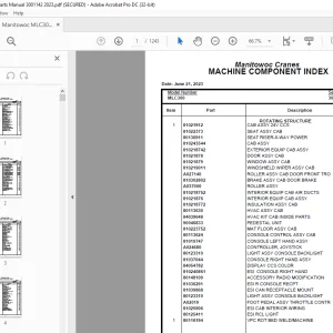 Manitowoc Crane MLC300 Part Manual SN 3001142 PDF