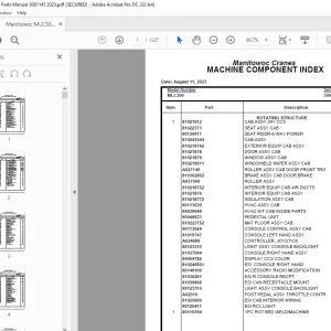 Manitowoc Crane MLC300 Part Manual SN 3001145 PDF