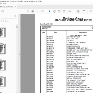 Manitowoc Crane MLC300 Parts Manual SN 3001125 - PDF DOWNLOAD