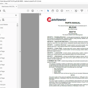 Manitowoc Crane MLC300 Parts Manual SN 604716 - PDF DOWNLOAD