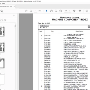 Manitowoc Crane MLC300LJ Parts Manual SN 3005051 PDF