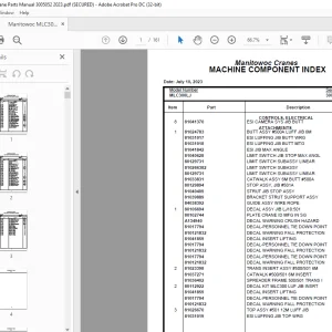 Manitowoc Crane MLC300LJ Parts Manual SN 3005052 PDF