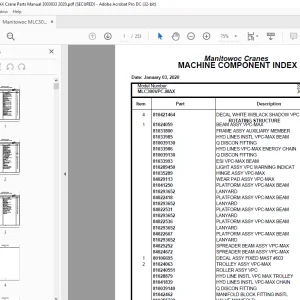 Manitowoc Crane MLC300VPC-MAX Parts Manual SN 3003033 - PDF DOWNLOAD