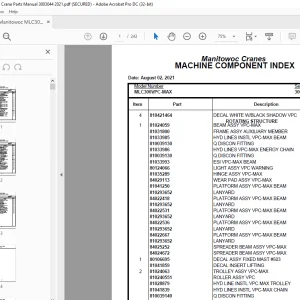 Manitowoc Crane MLC300VPC-MAX Parts Manual SN 3003044 - PDF DOWNLOAD