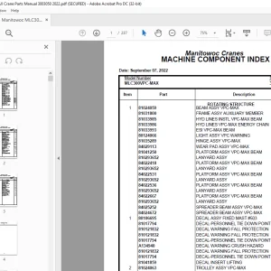 Manitowoc Crane MLC300VPC-MAX Parts Manual SN 3003050 - PDF DOWNLOAD