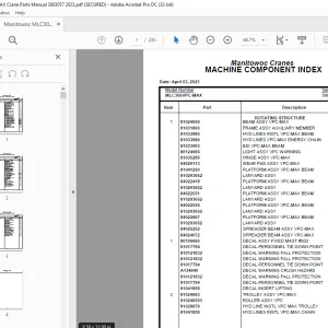 Manitowoc Crane MLC300VPC-MAX Parts Manual SN 3003057 PDF