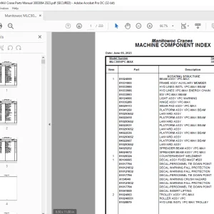Manitowoc Crane MLC300VPC-MAX Parts Manual SN 3003064 PDF