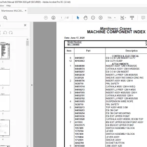 Manitowoc Crane MLC300WB Parts Manual 3007004 PDF