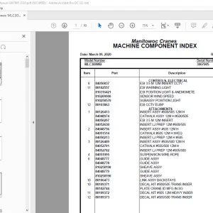 Manitowoc Crane MLC300WB Parts Manual 3007005 PDF