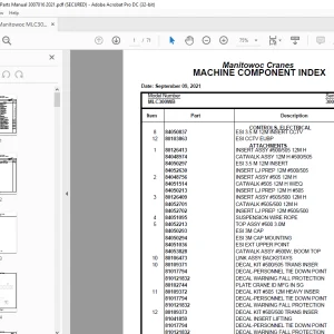 Manitowoc Crane MLC300WB Parts Manual 3007016 PDF