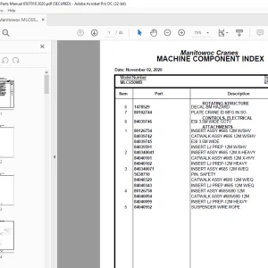 Manitowoc Crane MLC300WB Parts Manual 6507010 PDF