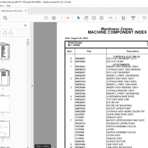 Manitowoc Crane MLC300WB Parts Manual SN 3007017 - PDF DOWNLOAD