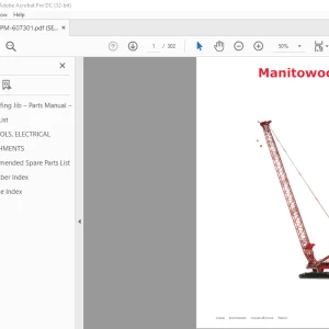 Manitowoc Crane MLC650 Luffing Jib Parts Manual 607301 PDF