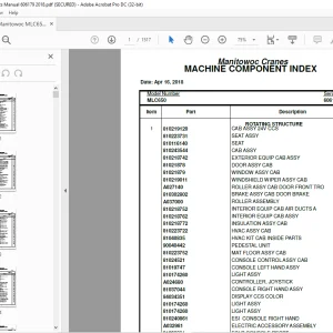Manitowoc Crane MLC650 Parts Manual SN 606179 - PDF DOWNLOAD