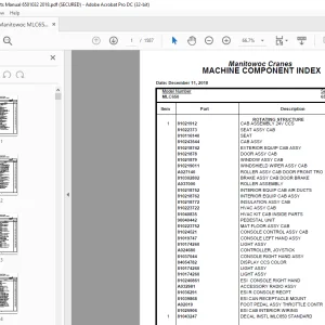 Manitowoc Crane MLC650 Parts Manual SN 6501032 - PDF DOWNLOAD
