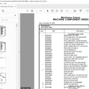 Manitowoc Crane MLC650VPC-MAX Parts Manual SN 6503018 PDF