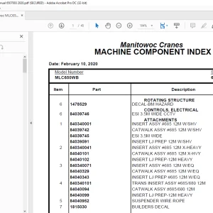 Manitowoc Crane MLC650WB Parts Manual 6507003 PDF