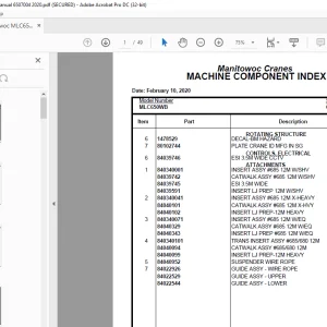 Manitowoc Crane MLC650WB Parts Manual 6507004 PDF
