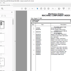 Manitowoc Crane MLC650WB Parts Manual 6507009 PDF