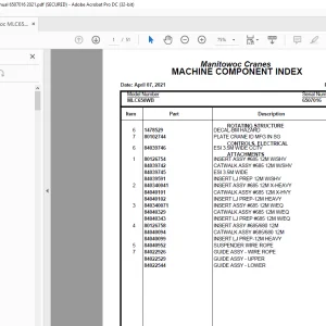 Manitowoc Crane MLC650WB Parts Manual 6507016 PDF
