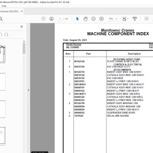 Manitowoc Crane MLC650WB Parts Manual 6507023 PDF