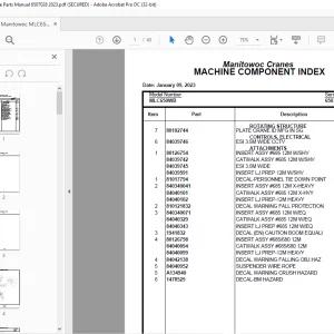 Manitowoc Crane MLC650WB Parts Manual 6507028 PDF