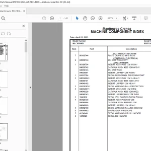 Manitowoc Crane MLC650WB Parts Manual 6507030 PDF