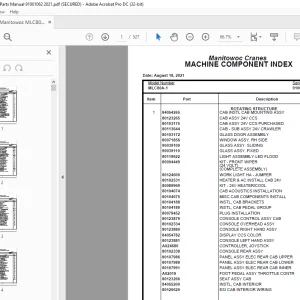 Manitowoc Crane MLC80A-1 Parts Manual SN 91001062 - PDF DOWNLOAD
