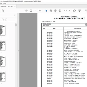 Manitowoc Crane MLC90A-1 Parts Manual SN 91001031 - PDF DOWNLOAD