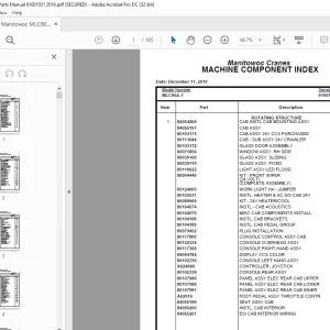 Manitowoc Crane MLC90A-1 Parts Manual SN 91001031 - PDF DOWNLOAD