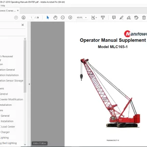 Manitowoc Cranes MLC165-1 Supplement Operator Manual PDF
