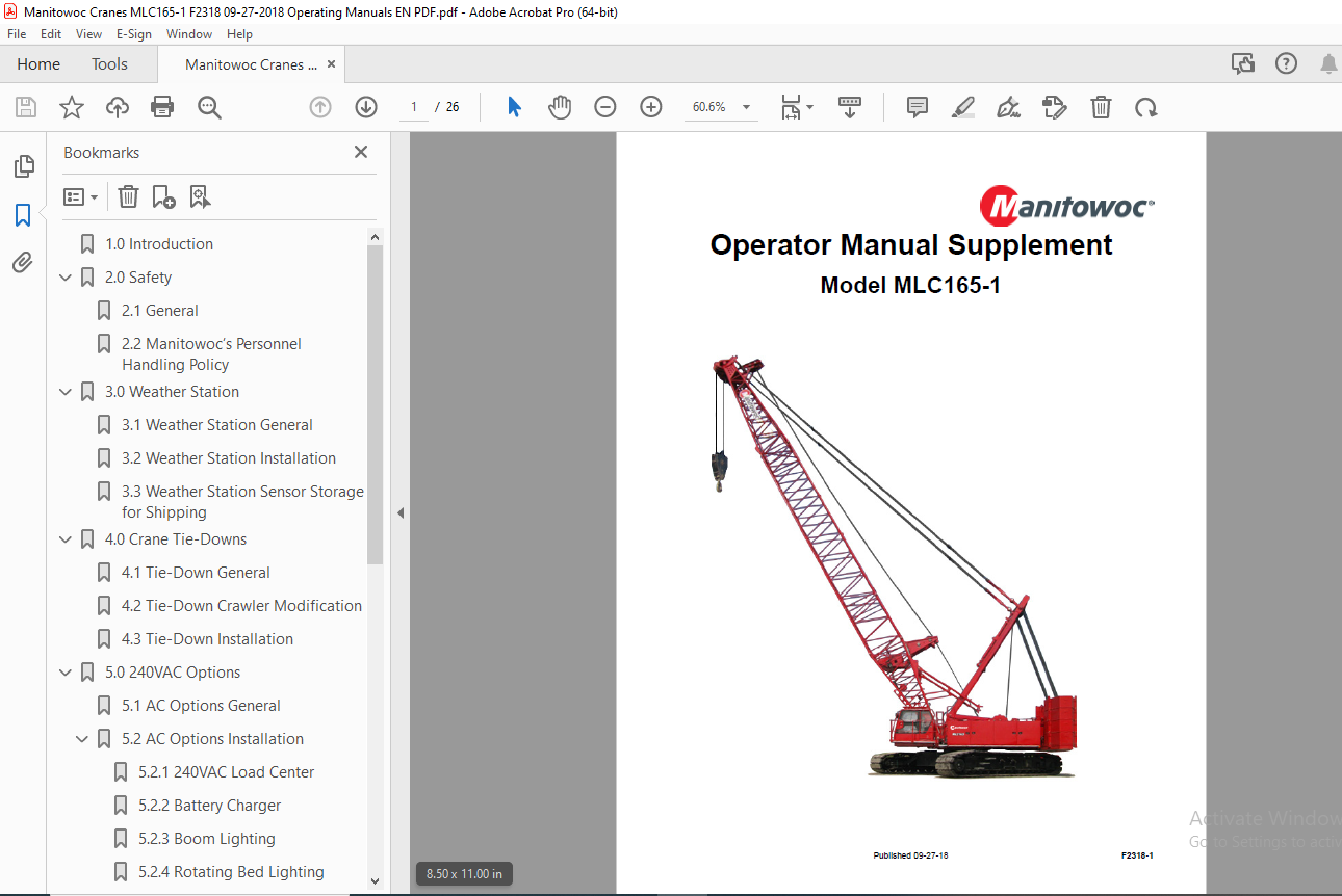 Manitowoc Cranes MLC165-1 Supplement Operator Manual PDF - HeyDownloads ...