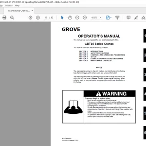 Manitowoc GBT35 Cranes Supplement Operator Manual PDF