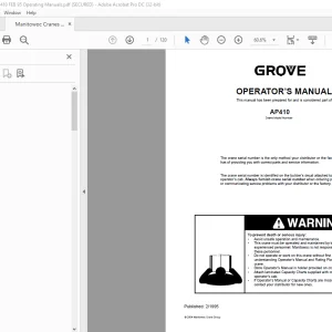 Manitowoc Grove Crane AP410 Operator's Manual - PDF DOWNLOAD