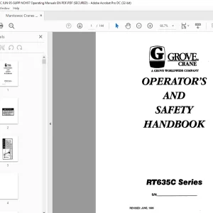 Manitowoc Grove Crane RT 635C Operator`s & Safety Handbook Manual PDF