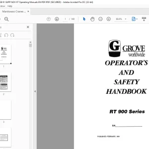 Manitowoc Grove Crane RT 900 Series Operator's Manual PDF
