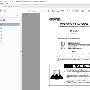 Manitowoc Grove Crane RT530E-2 Operator's Manual - PDF DOWNLOAD