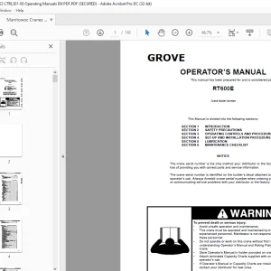 Manitowoc Grove Crane RT600E OPERATOR’S MANUAL 301-00 PDF