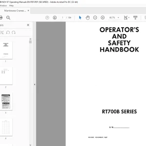 Manitowoc Grove Crane RT700 Series Operator's Manual PDF