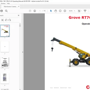 Manitowoc Grove Crane RT765E-2 Operator Manual - PDF DOWNLOAD