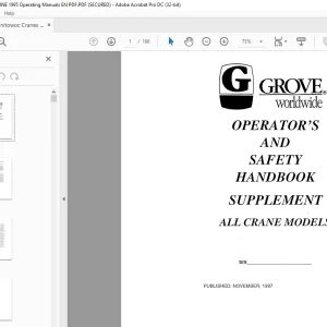 Manitowoc Grove Crane RT855B Series Operator`s & Safety Handbook Manual