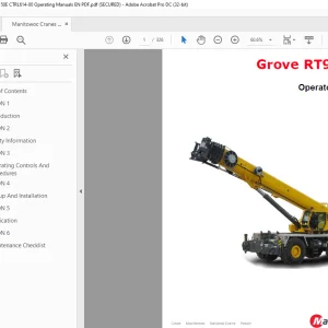 Manitowoc Grove Crane RT9150E Operator Manual PDF