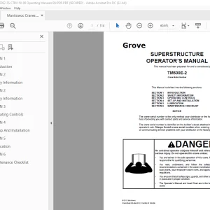 Manitowoc Grove Crane TM500E-2 SUPERSTRUCTURE OPERATOR’S MANUAL PDF